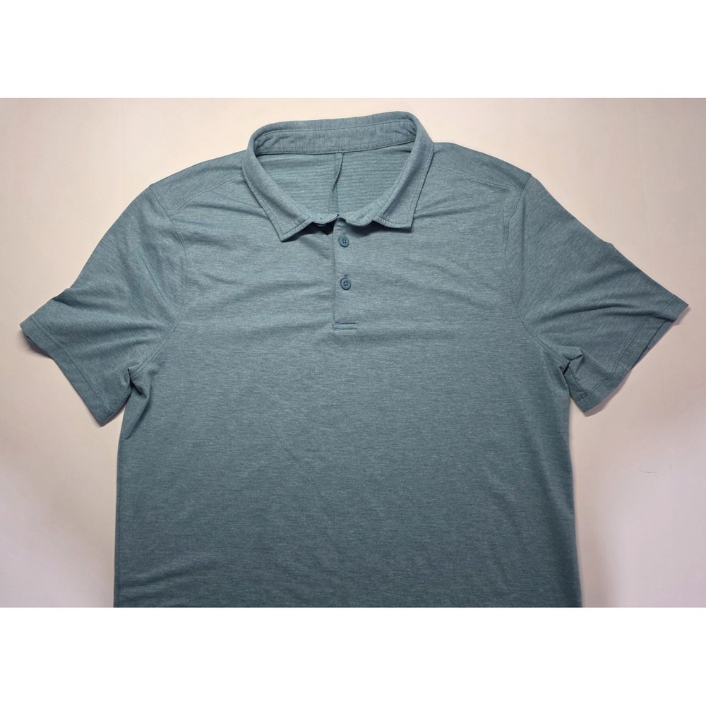 Lululemon Mens Size M Green/Blue Short Sleeve Polo‎ Shirt